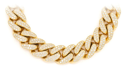 14MM MIAMI CUBAN LINK DIAMOND NECKLACE 14K SOLID GOLD 24.00CTW