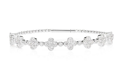 Браслет-браслет MILGRAIN DIAMOND CLOVER FLEX, цельное золото 14 карат, 2,80 карата