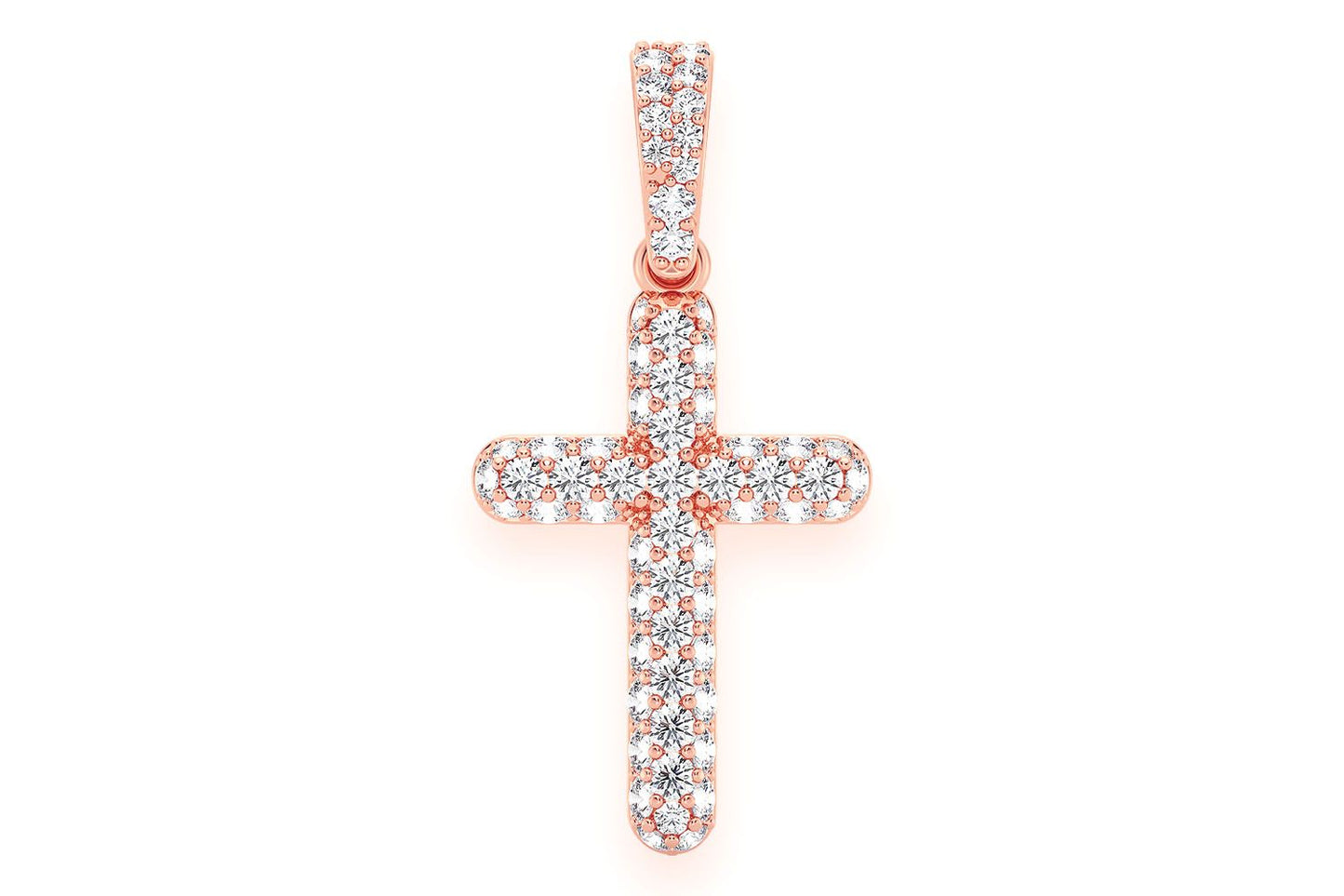 Pandantiv cu cruce bubble cu diamant, aur masiv de 14k, 0.50ct