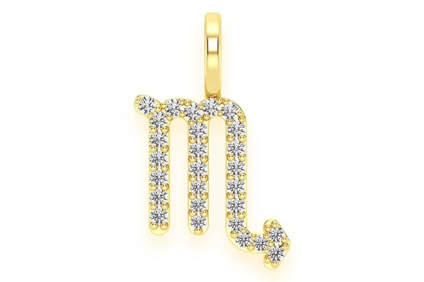SCORPIO ZODIAC DIAMOND PENDANT 14K SOLID GOLD 0.10CTW