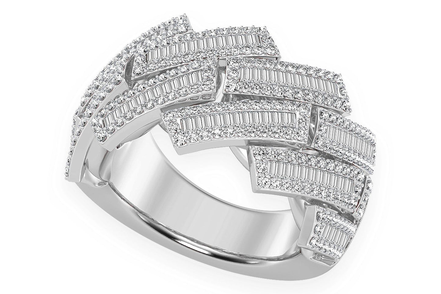RAISED BAGUETTE MIAMI CUBAN RING 14K SOLID GOLD 2.30CTW