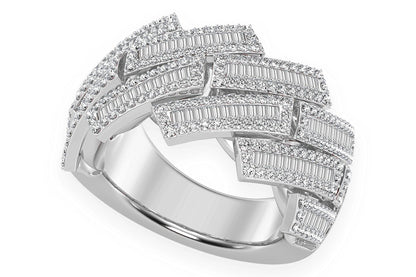 RAISED BAGUETTE MIAMI CUBAN RING 14K SOLID GOLD 2.30CTW