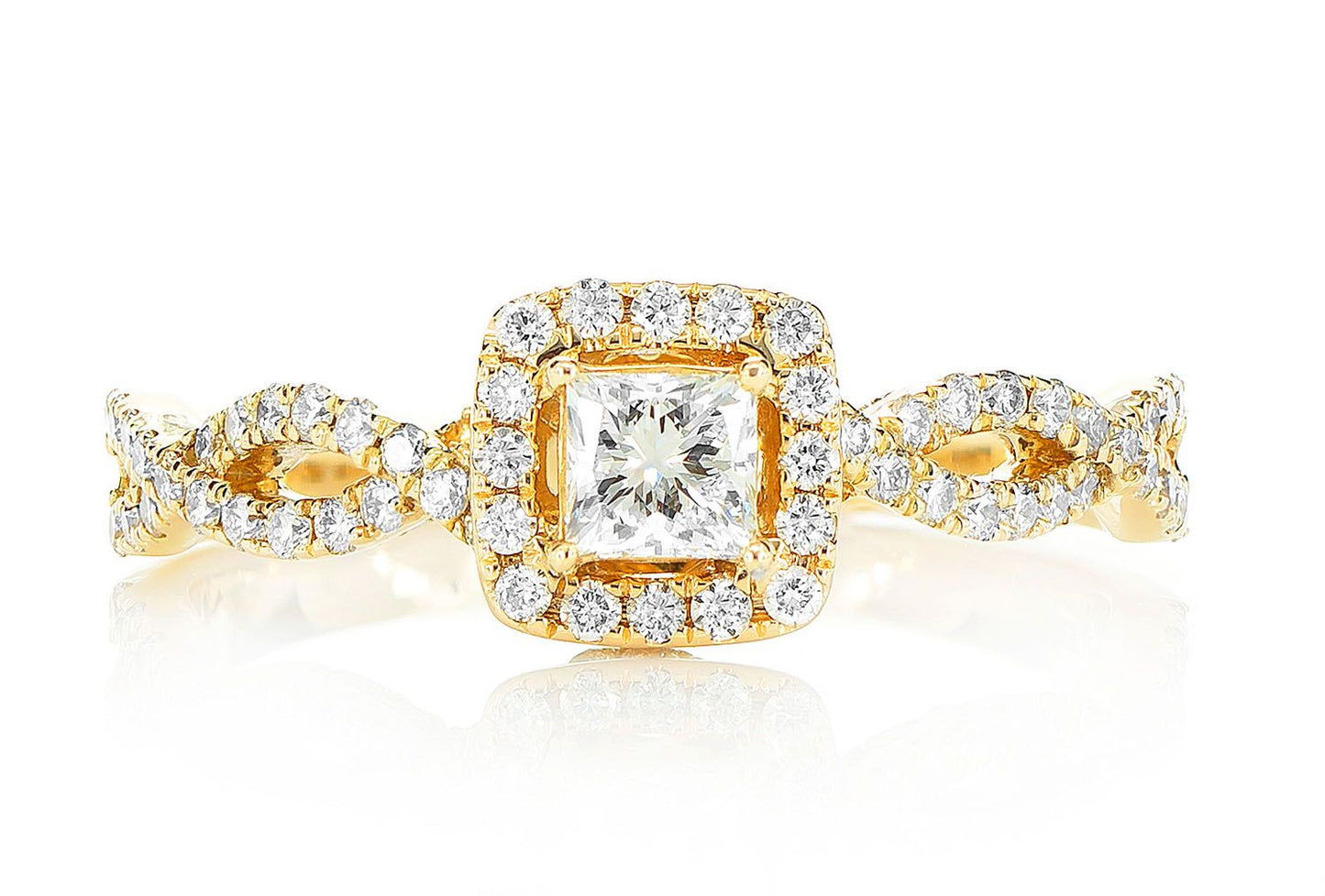 0.85CTW PRINCESS HALO TWIST SHANK - DIAMOND ENGAGEMENT RING
