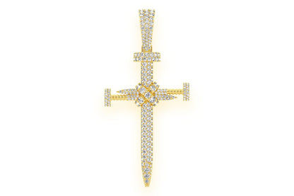 PANDANT CU DIAMANT ȘI CRUCE DE UNGHII, AUR MASIV DE 14K, 2,25 CT