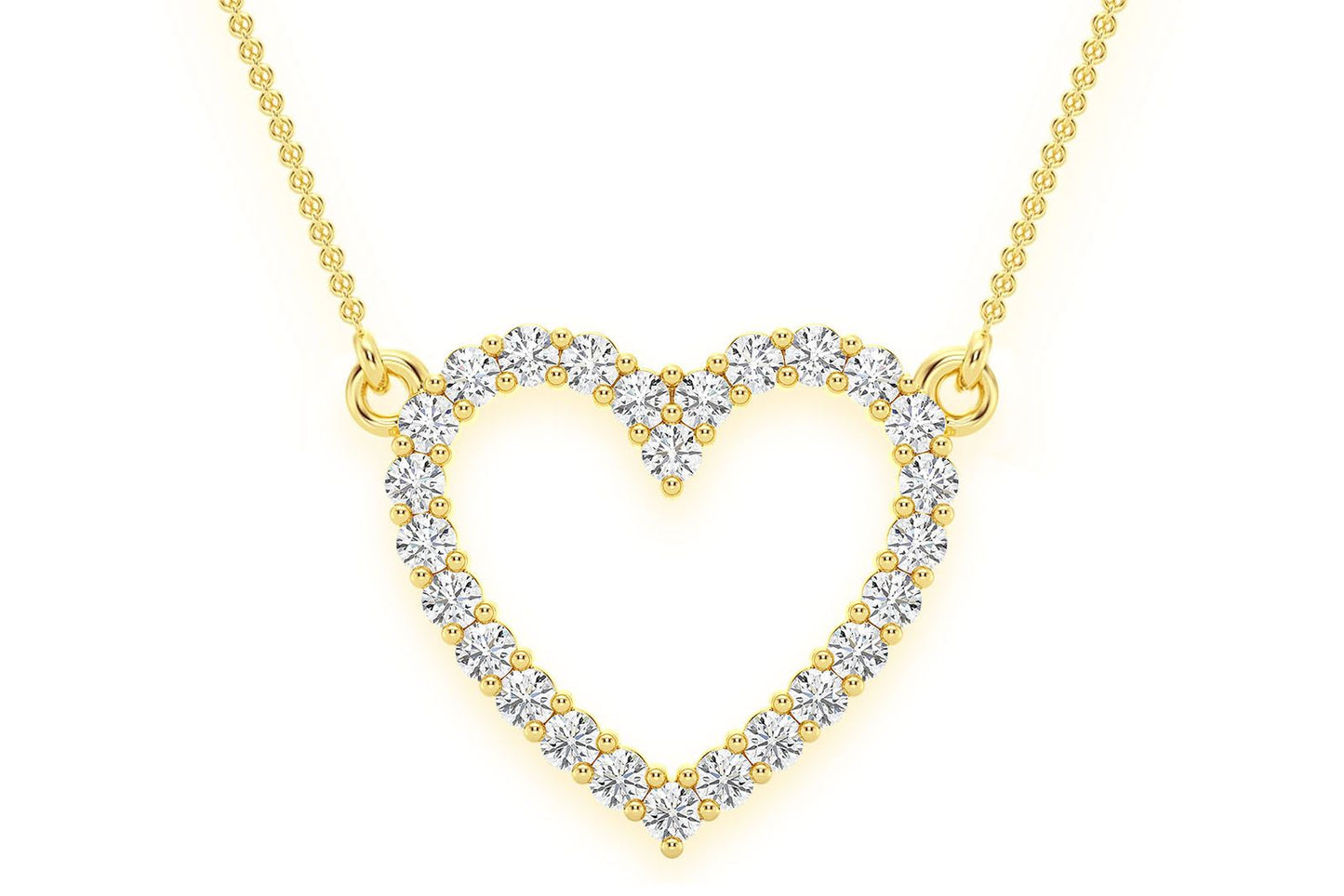 OPEN HEART DIAMOND NECKLACE CONNECTED 14K SOLID GOLD 0.35CTW