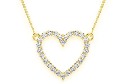 OPEN HEART DIAMOND NECKLACE CONNECTED 14K SOLID GOLD 0.35CTW
