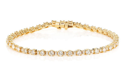 BASKET SET DIAMOND LINK BRACELET 14K SOLID GOLD 2.90CTW
