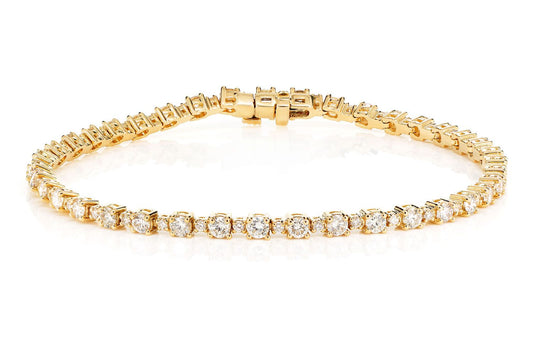 BASKET SET DIAMOND LINK BRACELET 14K SOLID GOLD 2.90CTW