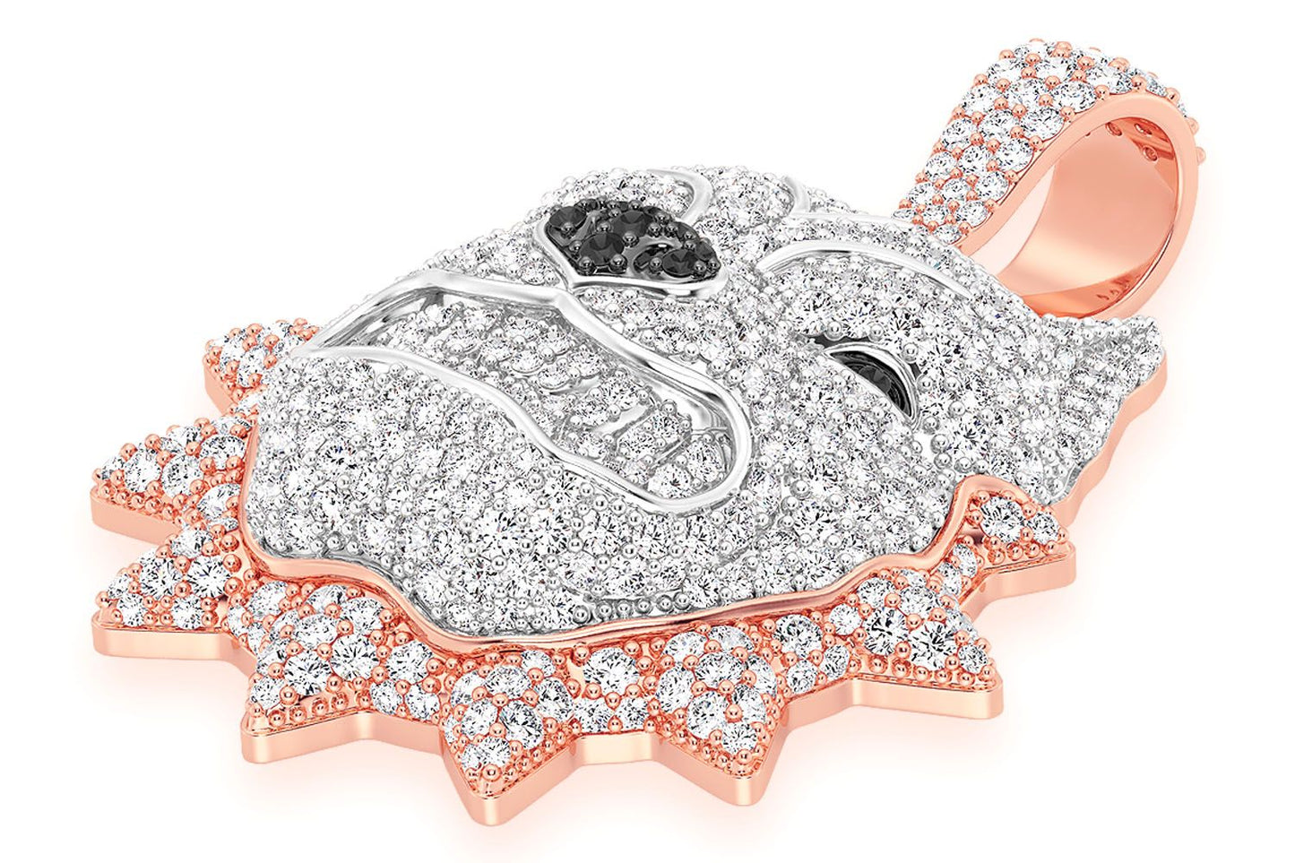 PITBULL SPIKE COLLAR DIAMOND PENDANT 14K SOLID GOLD 3.00CTW