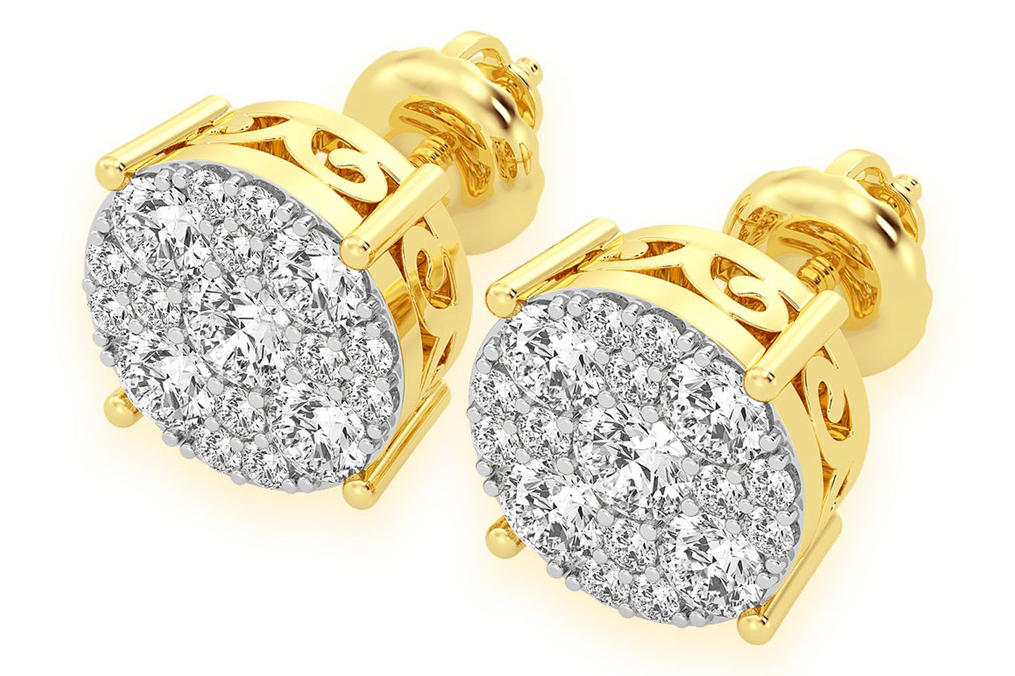 CERCEI CU DIAMANTE ȘI MOZAIC DE 3,00 CT, AUR MASIV DE 14K