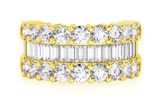 ROUND & BAGUETTE DIAMOND BAND 14K SOLID GOLD 4.40CTW