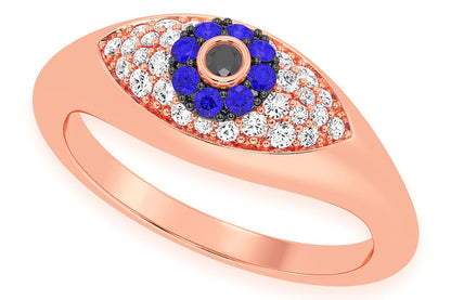 EVIL EYE DIAMOND RING 14K SOLID GOLD 0.30CTW