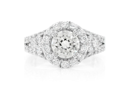 1.25CT ROUND - SPLIT SHANK HALO - DIAMOND ENGAGEMENT RING