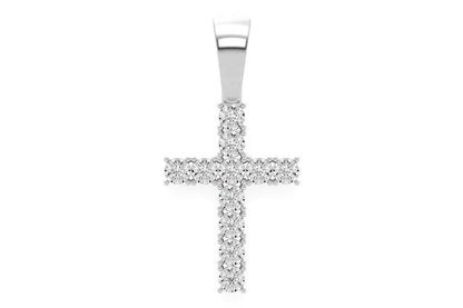 MIRACLE SET CROSS DIAMOND PENDANT 14K SOLID GOLD 0.15CTW