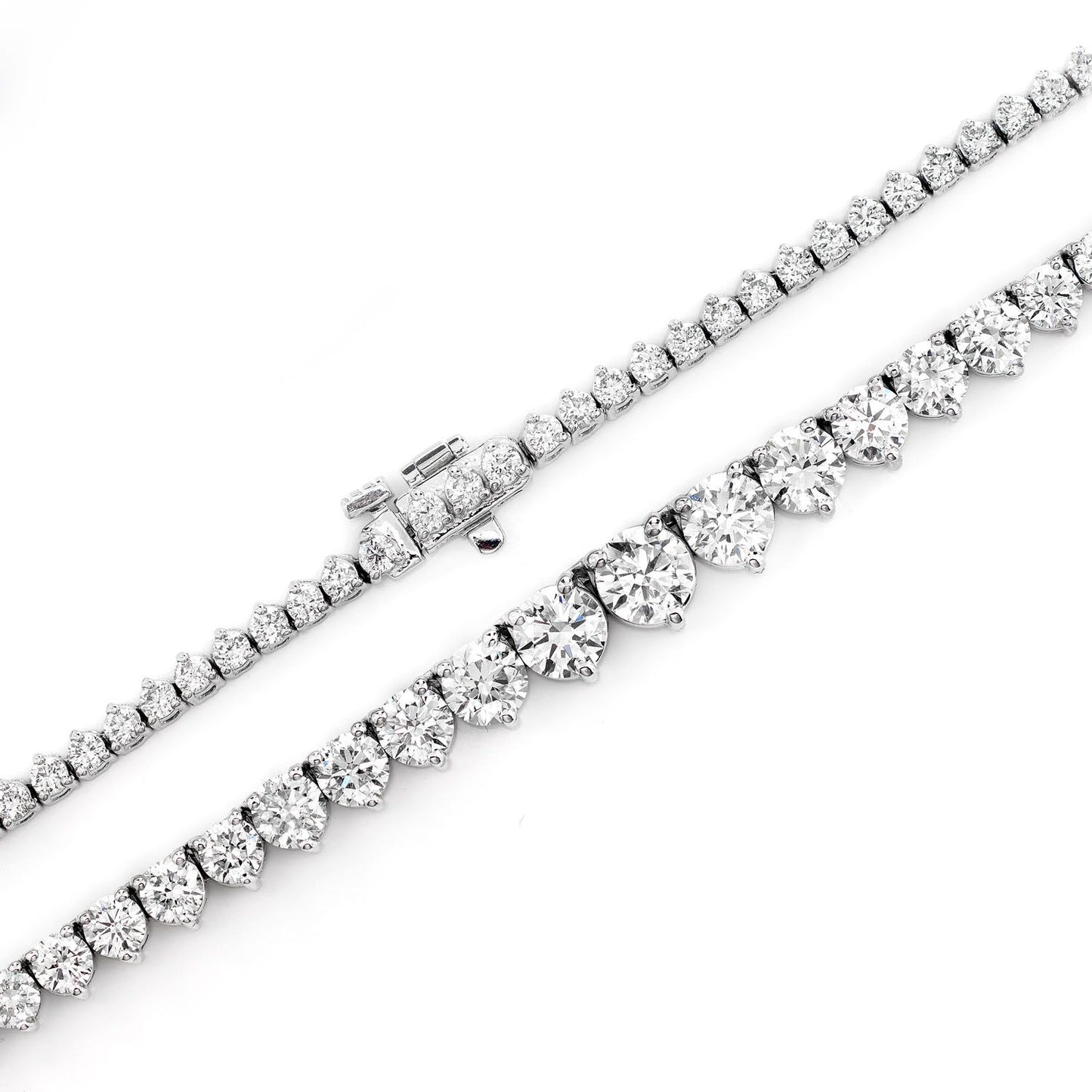 ROUND BRILLIANT DIAMOND GRADUATED TENNIS NECKLACE SOLID GOLD 9.45CTW