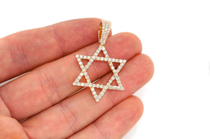 PANDANT CU DIAMANT STEA LUI DAVID, AUR MASIV DE 14K, 1.90CTW