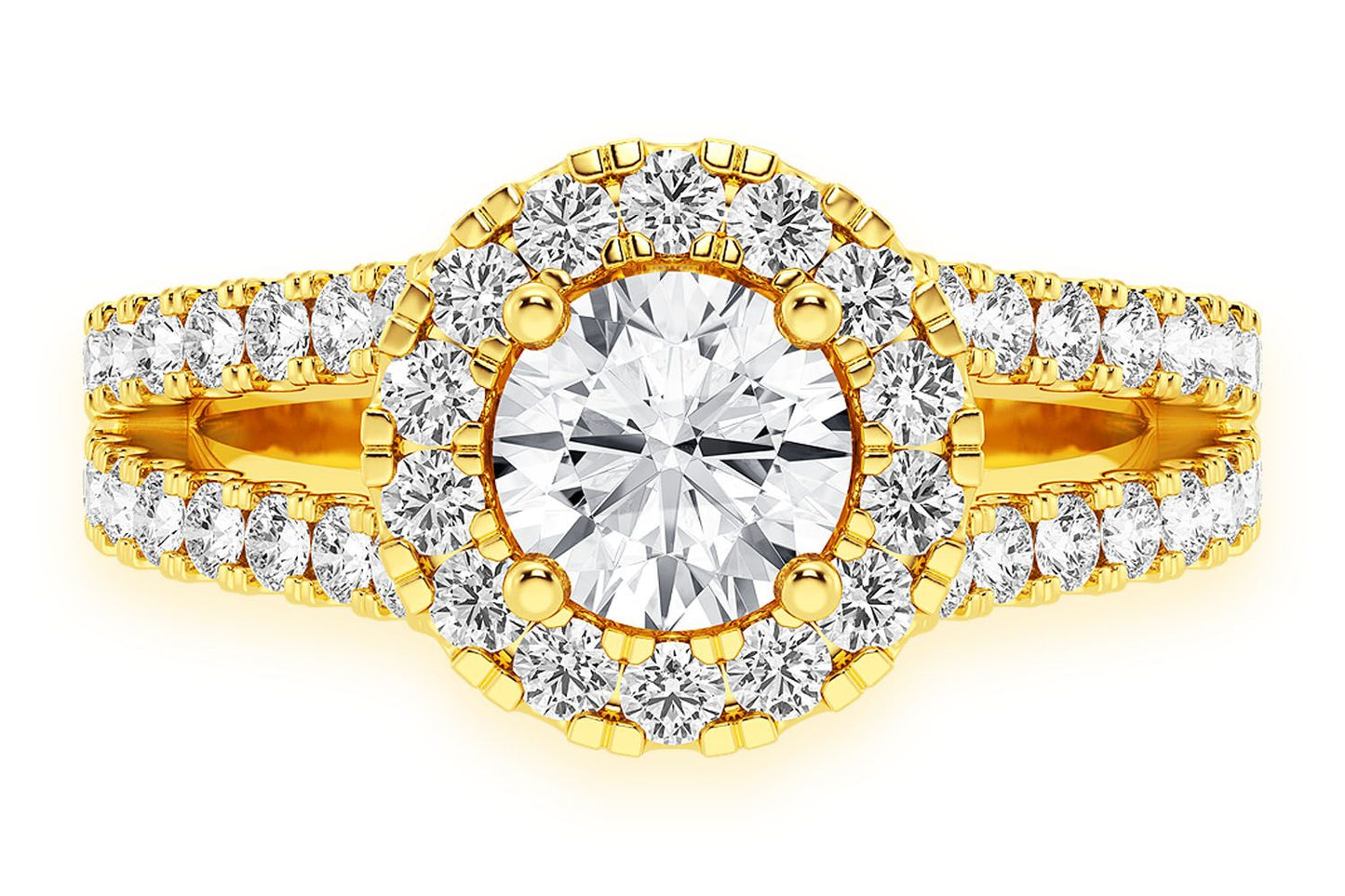 SPHINX - .75CT SOLITAIRE ROUND - SPLIT SHANK HALO - DIAMOND ENGAGEMENT RING