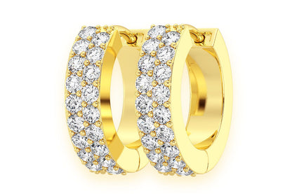 CERCEI CU DIAMANTE, VERTICALE, AUR MASIV DE 14K, 0.35CT