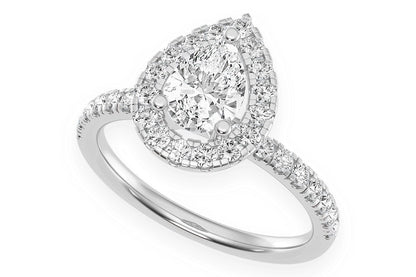 THAV - 0.75CT SOLITAIRE PEAR SHAPE HALO - DIAMOND ENGAGEMENT RING