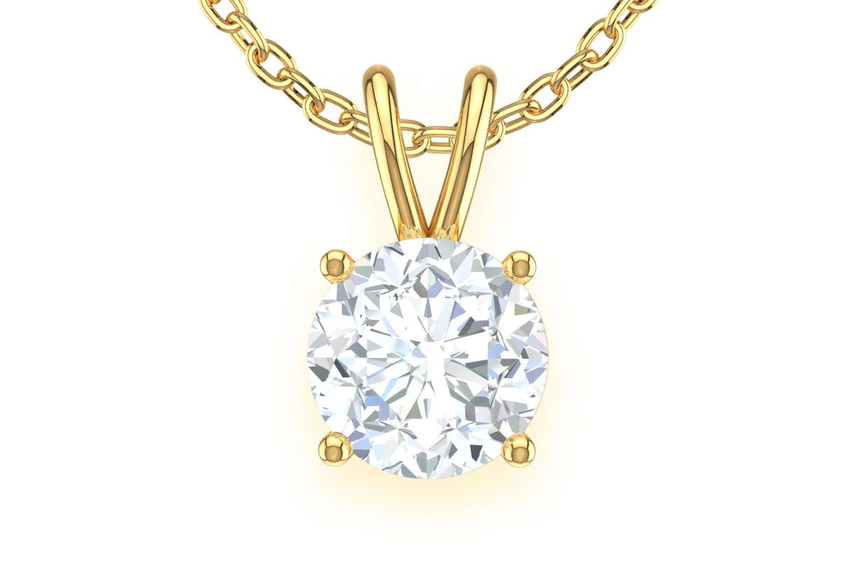 0.10CT ROUND SOLITAIRE DIAMOND PENDANT 14K SOLID GOLD