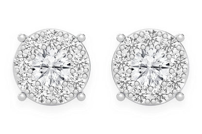 CERCEI CU DIAMANT ȘTIF ȘI MOZAIC DE 0.75 CT AUR MASIV DE 14K