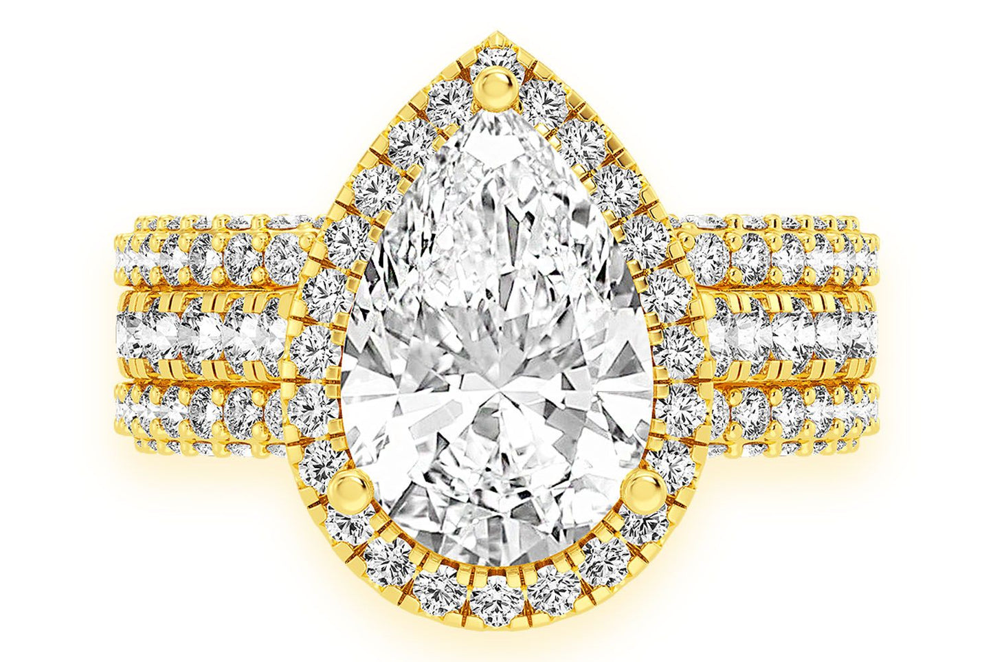 3.00CT PEAR SOLITAIRE - THREE ROW - DIAMOND ENGAGEMENT RING