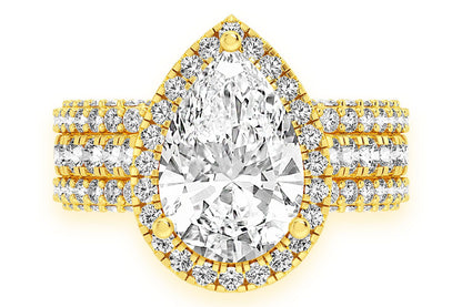 3.00CT PEAR SOLITAIRE - THREE ROW - DIAMOND ENGAGEMENT RING