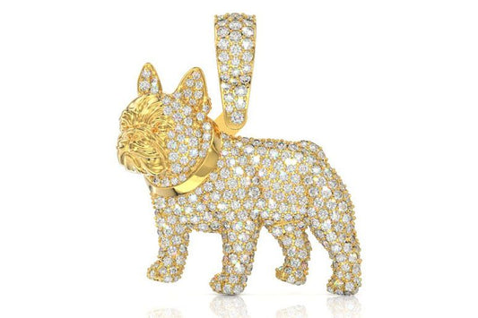 BULLDOG DIAMOND PENDANT 14K SOLID GOLD 2.25CTW