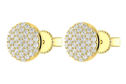 DOME DIAMOND STUD EARRINGS 14K SOLID GOLD 0.50CTW