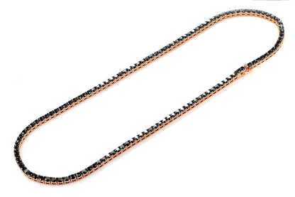 BLACK DIAMOND PRONG SET TENNIS NECKLACE 14K SOLID GOLD 62.25CTW
