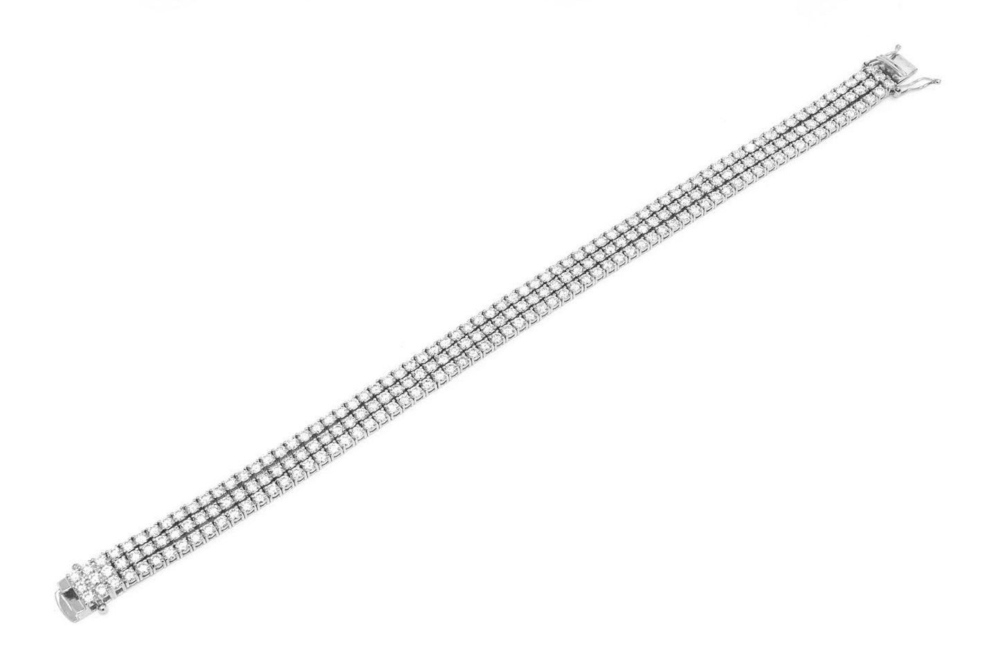 6PT THREE ROW PRONG SET DIAMOND TENNIS BRACELET 14K SOLID GOLD 12.75CTW