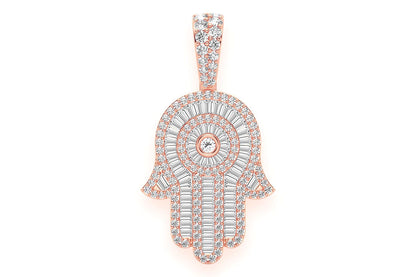 PANDANTIV CU DIAMANT HAMSA, AUR MASIV DE 14K, 2.10CTW