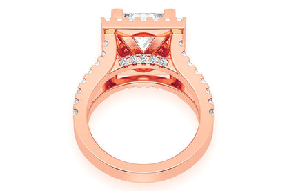 3.00CT PRINCESS SOLITAIRE - TWO ROW SPLIT - DIAMOND ENGAGEMENT RING