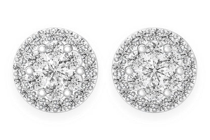 3.00CTW FLOWER HALO STUD DIAMOND EARRINGS 14K SOLID GOLD