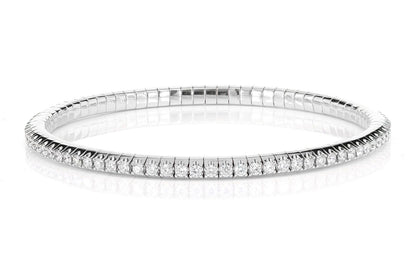 DIAMOND FLEX BANGLE TENNIS BRACELET 14K SOLID GOLD 2.20CTW