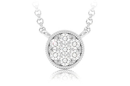 ROUND DIAMOND DISC PENDANT 14K SOLID GOLD 0.10CTW