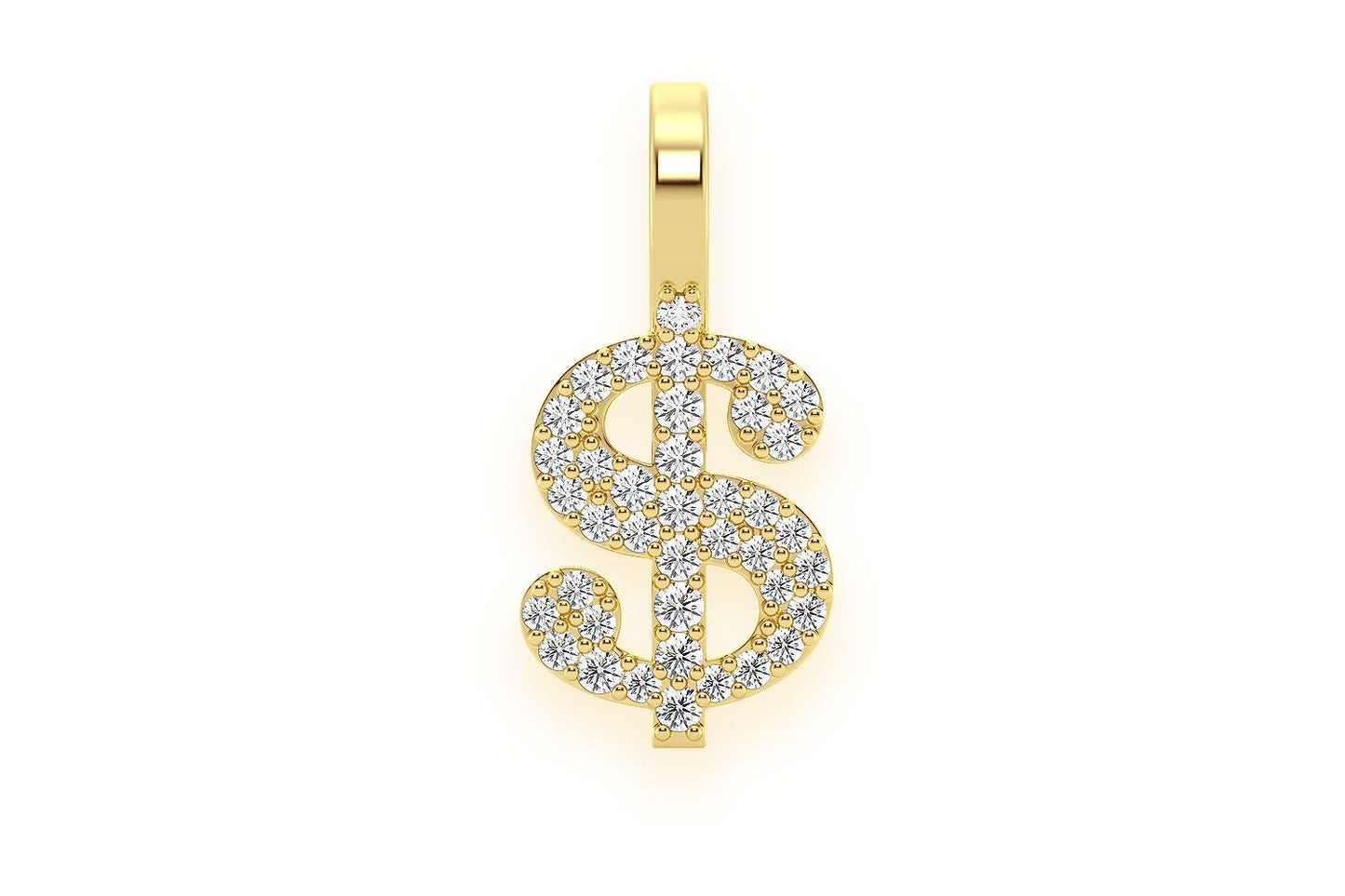 PANDANT CU DIAMANT CU SIGNUL DOLLARULUI, AUR MASIV DE 14K, 0.20CTW
