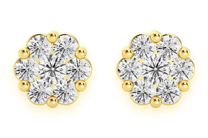 0.25CTW FLOWER STUD DIAMOND EARRINGS 14K SOLID GOLD