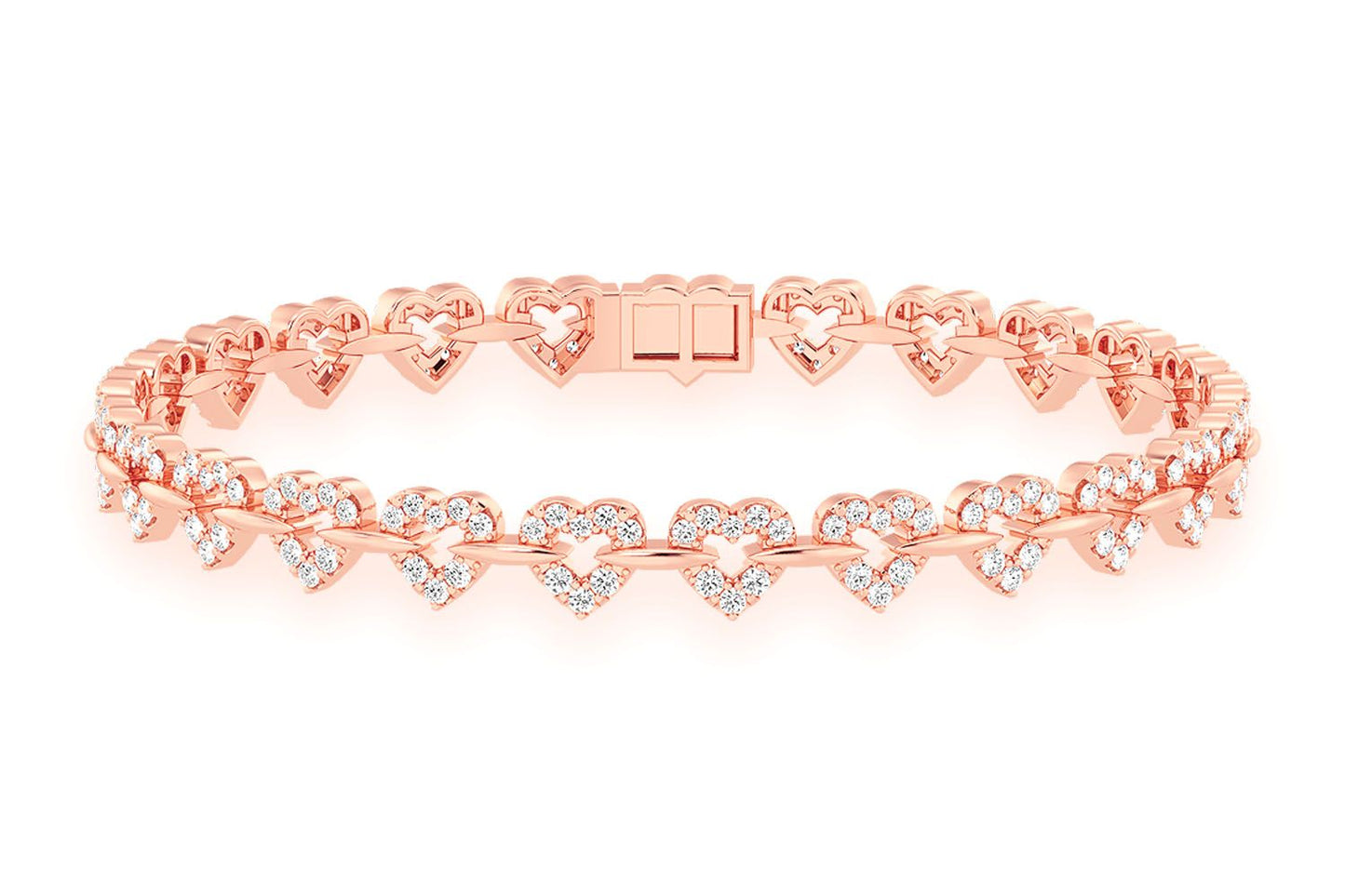 HEART SHAPE DIAMOND BRACELET 14K SOLID GOLD 2.35CTW