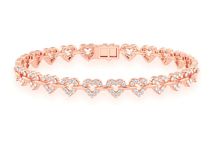 HEART SHAPE DIAMOND BRACELET 14K SOLID GOLD 2.35CTW