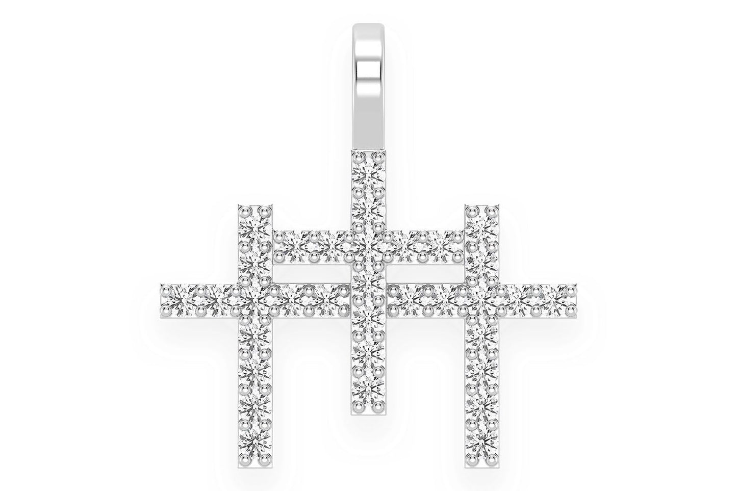 PANDANT CU TRIPLU DIAMANT, AUR MASIV DE 14K, 0.45CT