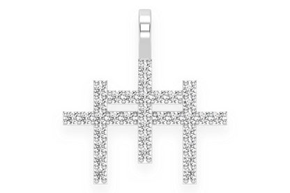 PANDANT CU TRIPLU DIAMANT, AUR MASIV DE 14K, 0.45CT
