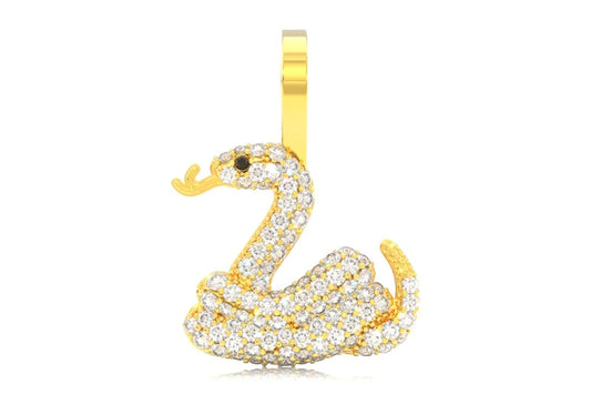 SNAKE EMOJI DIAMOND PENDANT 14K SOLID GOLD 0.33CTW