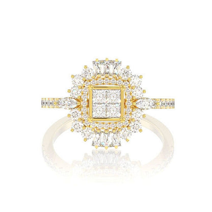 ART DECO PRINCESS DIAMOND RING 14K SOLID GOLD 1.50CTW