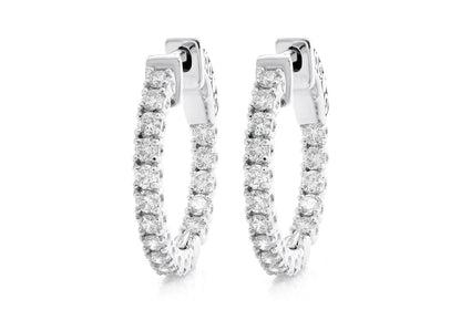 ROUND INSIDE-OUT DIAMOND HOOP EARRINGS 14K SOLID GOLD 1.85CTW