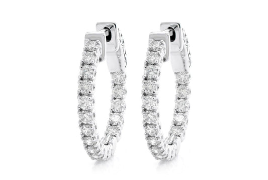CERCEI ROTUNZ CU DIAMANTE, AUR MASIV DE 14K, 1.85CT