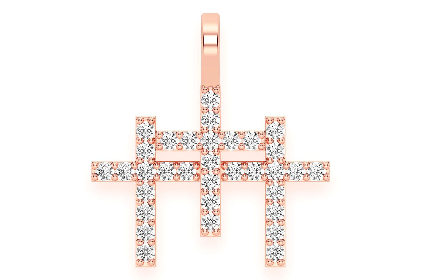 PANDANT CU TRIPLU DIAMANT, AUR MASIV DE 14K, 0.45CT