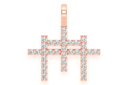 PANDANT CU TRIPLU DIAMANT, AUR MASIV DE 14K, 0.45CT