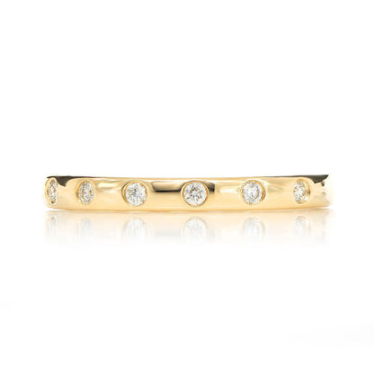 THIN GYPSY SET DIAMOND BAND RING 14K SOLID GOLD 0.10CTW
