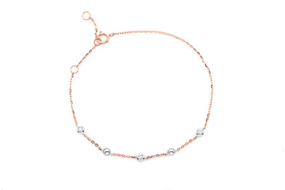 BEAD & BEZEL DIAMOND BRACELET 14K SOLID GOLD 0.05CTW